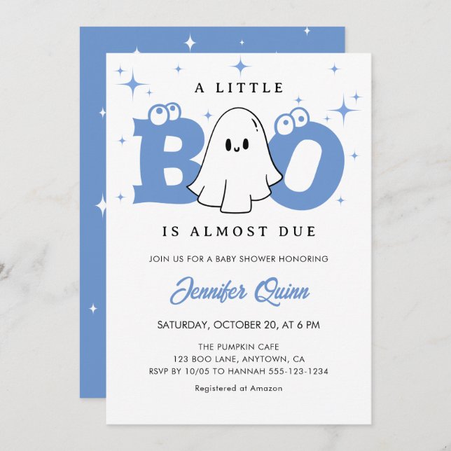 Invitación Pequeño chico de Boo adorable Fantasma Baby Shower (Anverso / Reverso)