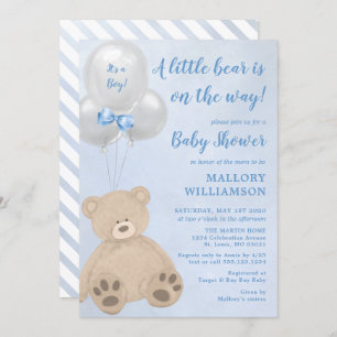 Invitación Pequeño chico del oso Baby Shower
