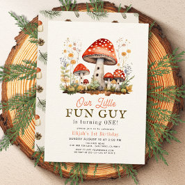 Invitación Pequeño chico divertido chico hongo niño primer cu