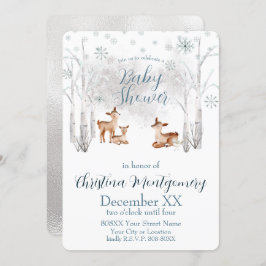 Invitación Pequeño ciervo en un bosque de bosques blancos