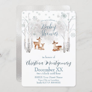 Invitación Pequeño ciervo en un bosque de bosques blancos