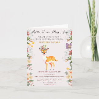 Invitación Pequeño ciervo, grandes flores rosadas de alegría 