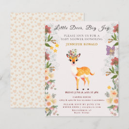 Invitación Pequeño ciervo, grandes flores rosadas de alegría 