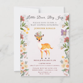 Invitación Pequeño ciervo, tema de Baby Shower de la flor ros