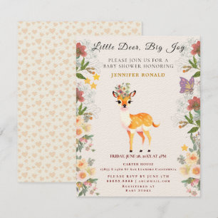Invitación Pequeño ciervo, tema de Baby Shower de la flor ros