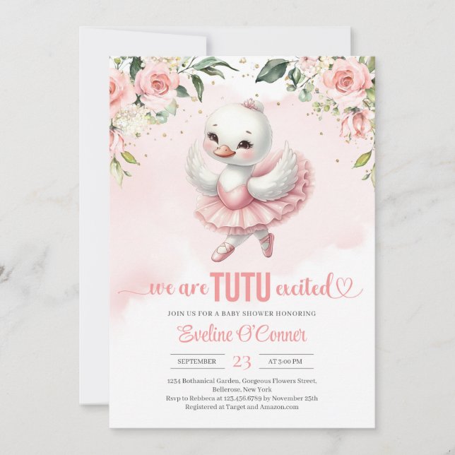 Invitación Pequeño cisne lindo con vestido de tutu chispas do (Anverso)