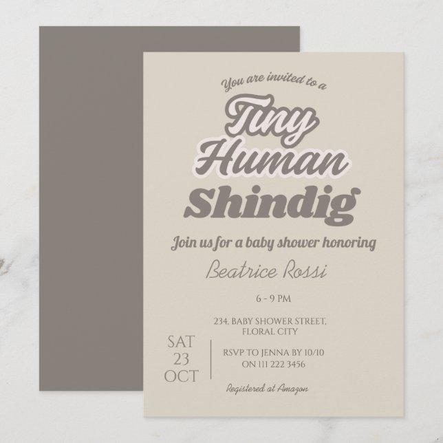 Invitación Pequeño Co-Ed Humano Hindg Neutral Baby Shower (Anverso / Reverso)