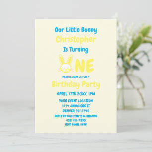 Invitación Pequeño conejito 1er cumpleaños
