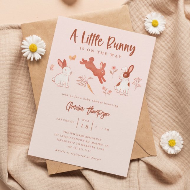 Invitación Pequeño conejito Chica Baby Shower (Subido por el creador)