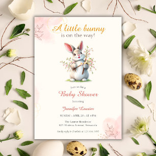Invitación Pequeño conejito lindo floral Baby Shower de Pascu