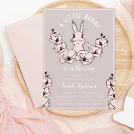 Invitación Pequeño conejito lindo morado rosado Baby Shower