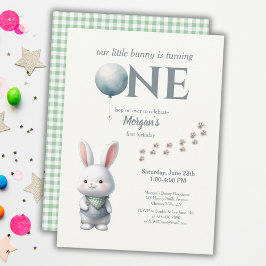 Invitación Pequeño conejito que se vuelve un niño azul primer