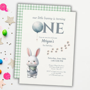 Invitación Pequeño conejito que se vuelve un niño azul primer