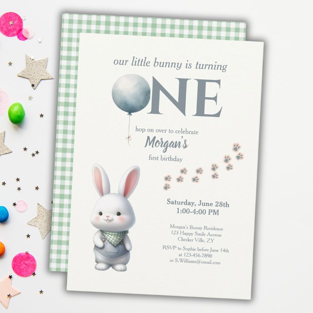 Invitación Pequeño conejito que se vuelve un niño azul primer (Subido por el creador)