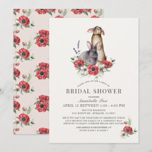 Invitación Pequeño conejito rojo anemono conducido por ducha