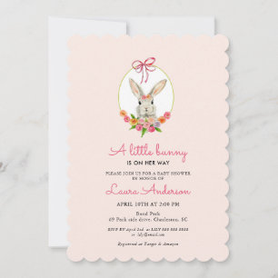 Invitación Pequeño conejito rosado Chica Baby Shower