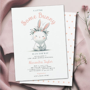 Invitación Pequeño conejo flores silvestres bebé ducha