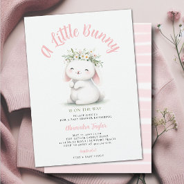 Invitación Pequeño conejo flores silvestres Wreath Baby Showe
