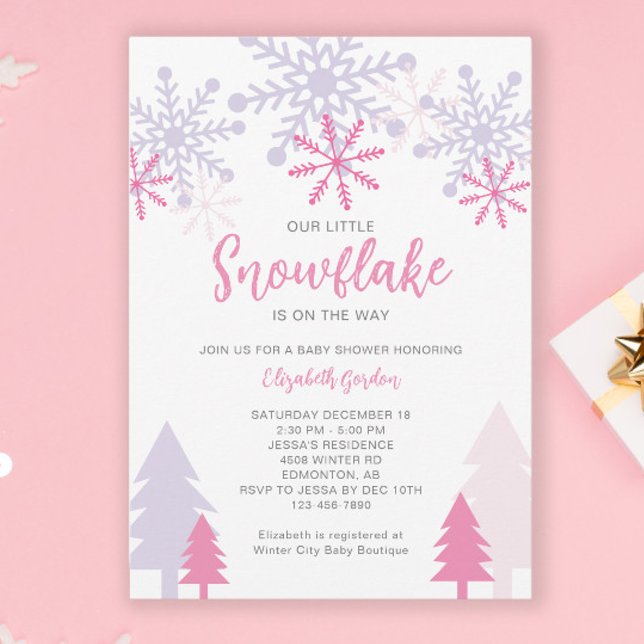 Invitación Pequeño copo de nieve en camino a Baby Shower Wint (Subido por el creador)