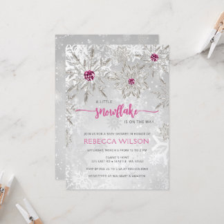 Invitación Pequeño copo de nieve en camino Chica Baby Shower