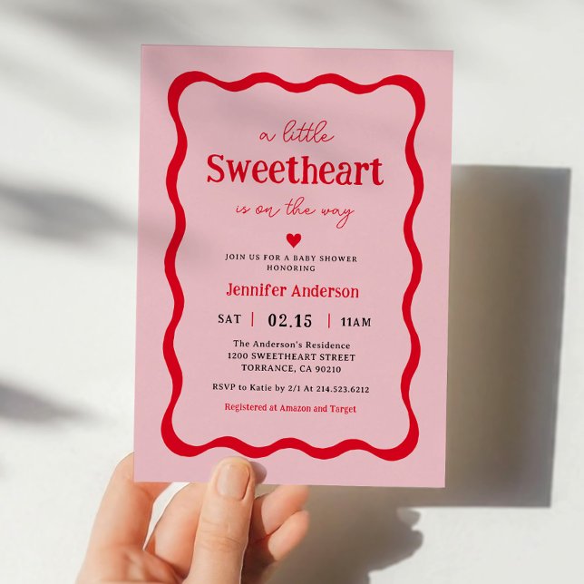 Invitación Pequeño corazón Chica Baby Shower (Subido por el creador)