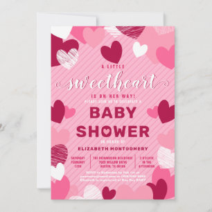Invitación Pequeño corazón dulce rosa San Valentín Baby Showe
