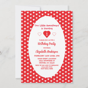 Invitación Pequeño corazón primer cumpleaños