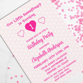 Invitación Pequeño corazón primer cumpleaños