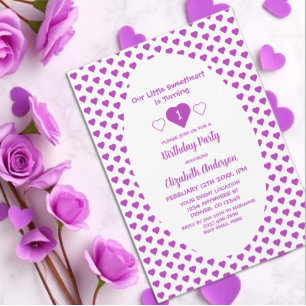 Invitación Pequeño corazón primer cumpleaños