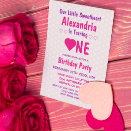 Invitación Pequeño corazón primer cumpleaños