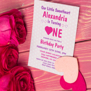 Invitación Pequeño corazón primer cumpleaños
