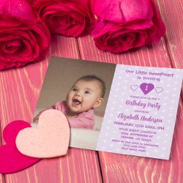 Invitación Pequeño corazón primer cumpleaños