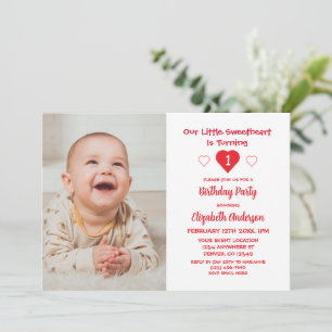 Invitación Pequeño corazón primer cumpleaños