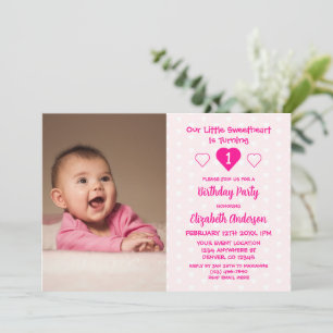 Invitación Pequeño corazón primer cumpleaños