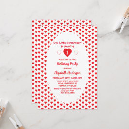 Invitación Pequeño corazón primer cumpleaños