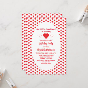 Invitación Pequeño corazón primer cumpleaños