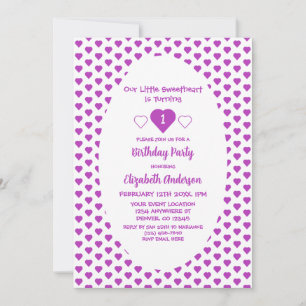 Invitación Pequeño corazón primer cumpleaños
