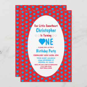 Invitación Pequeño corazón primer cumpleaños