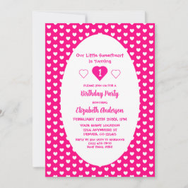 Invitación Pequeño corazón primer cumpleaños
