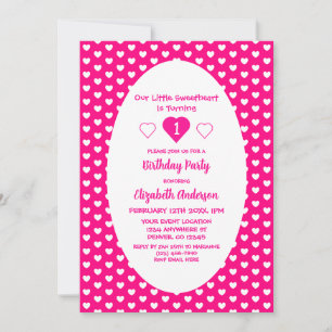 Invitación Pequeño corazón primer cumpleaños