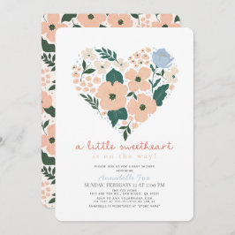 Invitación Pequeño corazón rosado floral Baby Shower