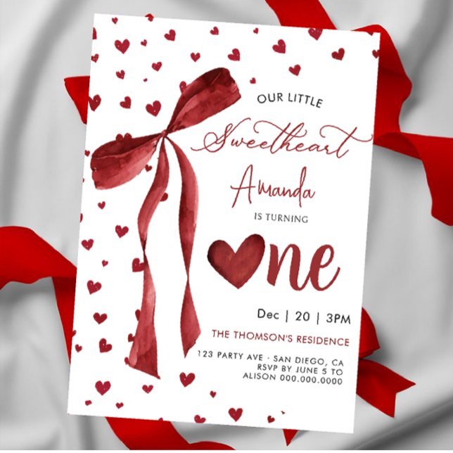 Invitación Pequeño Corazón San Valentín 1er cumpleaños (Subido por el creador)