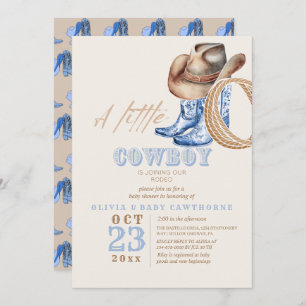 Invitación Pequeño Cowboy Primer Rodeo Bebé ducha