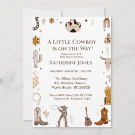 Invitación Pequeño Cowboy Rustic Baby Shower Occidental