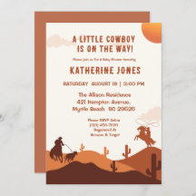 Pequeño Cowboy Rustic Western Rodeo Baby Shower