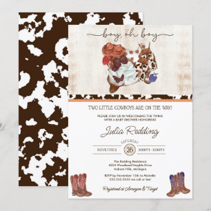 Invitación Pequeño Cowboy Twys Western V3 Baby Shower Inv