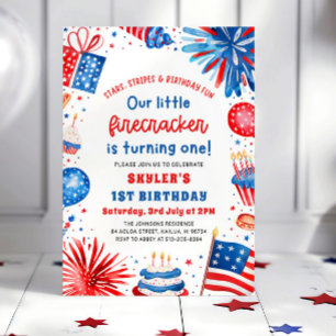 Invitación Pequeño Cuete de Fuegos Artificiales Fiesta de Cum