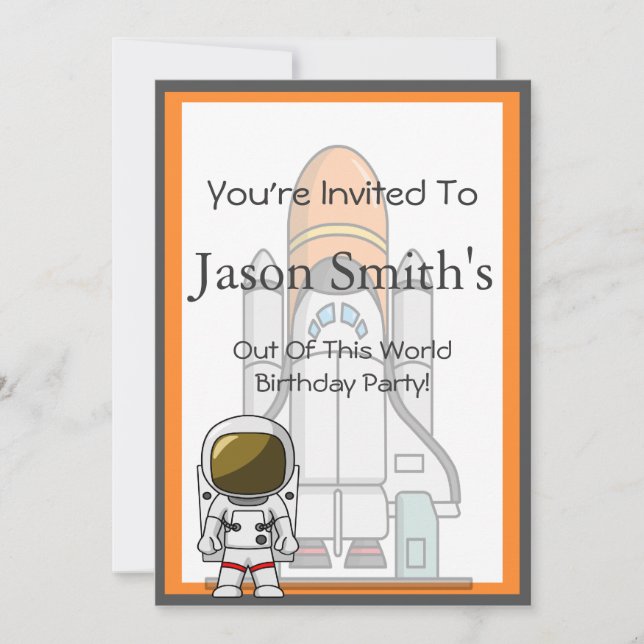 Invitación Pequeño cumpleaños del astronauta y de la nave (Anverso)