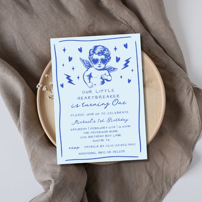 Invitación Pequeño Cumpleaños Valentín Rompecorazones Niño 1e (Subido por el creador)