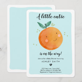 Invitación Pequeño cutie Baby Shower Boy Clementine Naranja